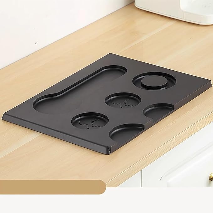 Joyeee Espresso Tamping Mat, Large Tamping Mat with Corner Edge, Anti-Slip Espresso Silicone Mat For Baristas Tool Supplies, Coffee & Espresso Machine Parts & Accessories, Black 12.6 x 9.5 inch