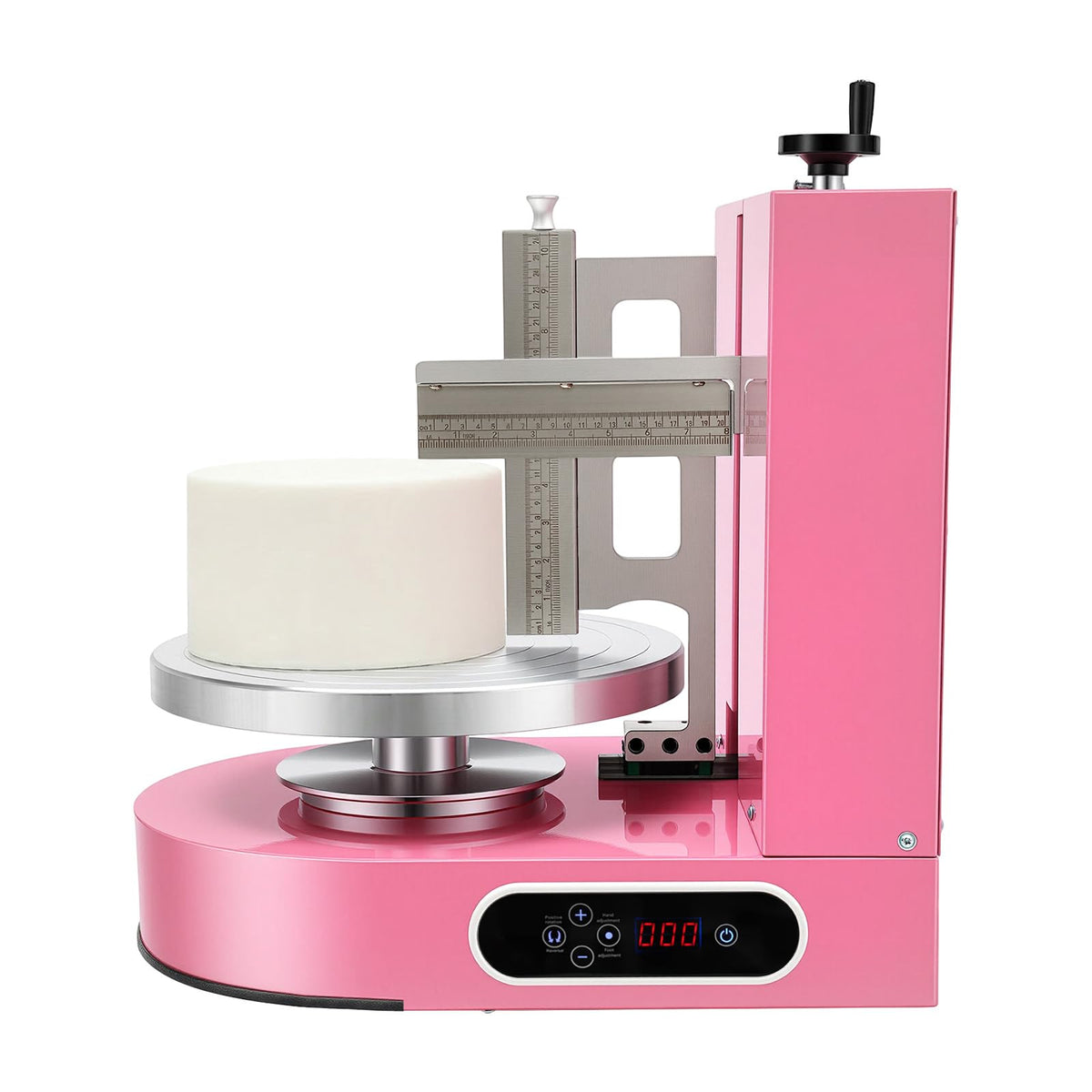 Unnsiapit Cake Decorating Machine, 200W Electric Cake Cream Spreading Coating Machine with Adjustable Scraper, Turntable Cake Frosting Smoother, for 4-12in Cake, 60-320RPM (Pink)