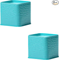 HAN SHENG 2 Pcs Decorative Square Tea Tin Tea Storage Containers Loose Tea Storage Coffee Tins Food Storage Container for Tea Coffee Herb Candy Chocolate Sugar Spices (Light Blue)