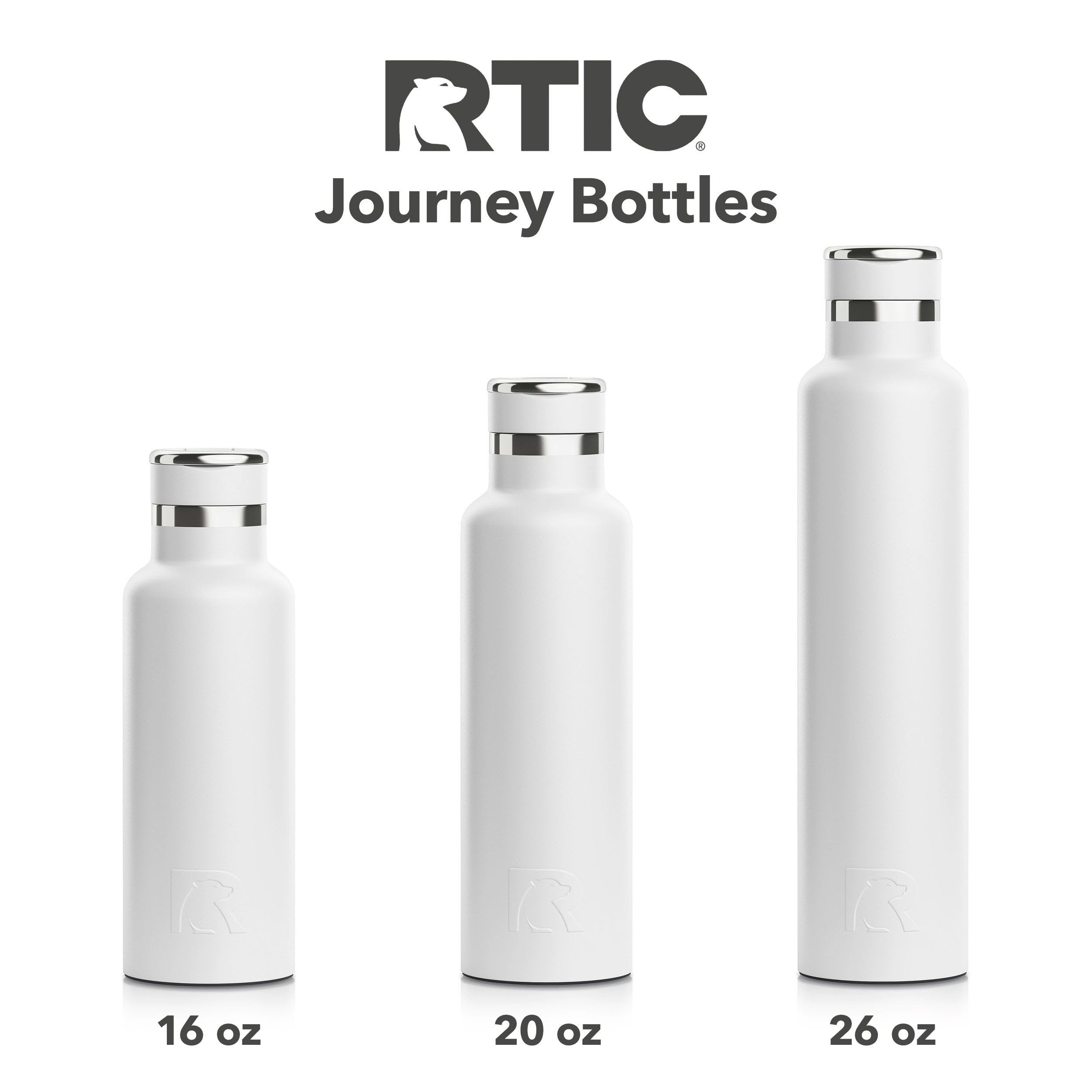 RTIC 26oz Journey Water Bottle, Ceramic Lined, White