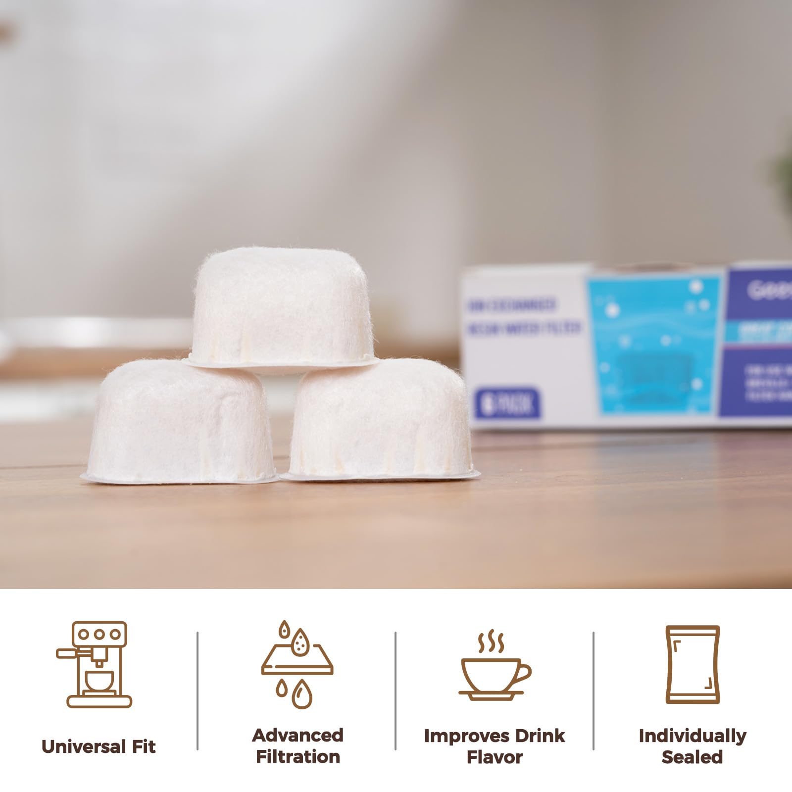 Premium 6-pack Water Filters For Replacement Breville BWF100 with Ion Exchange Resin inside