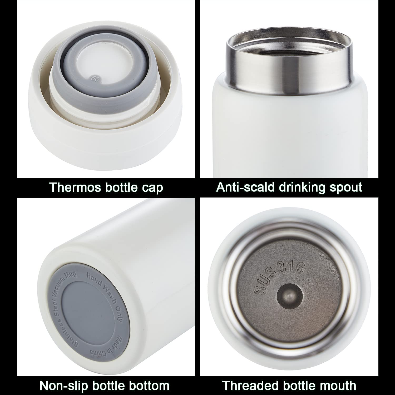 Mini Thermos Cute Water Bottle - 7 oz Tiny Insulated Vacuum 18/10 Stainless Steel Small Flask - Leak Proof & Spill Proof & Keeps Cold and Hot for Drink, Coffee, Tea - Light Blue