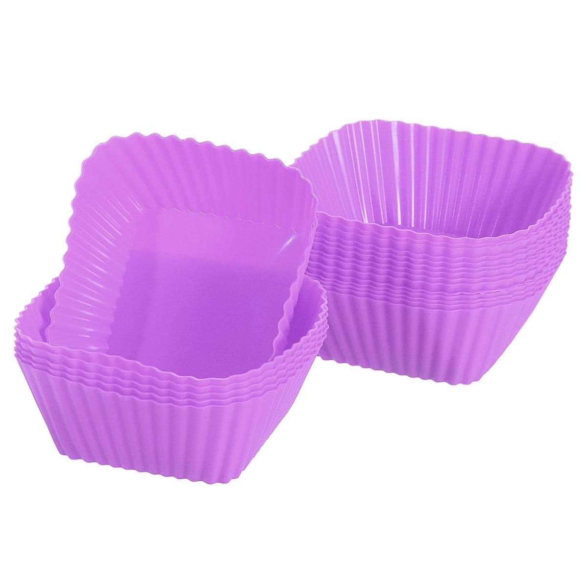 uxcell 18Pcs Silicone Cupcake Baking Cups, Silicone Muffins Liners Non-Stick Square Baking Cups, for Cooking Eggs Baking Muffins and Make a Cake(Red)