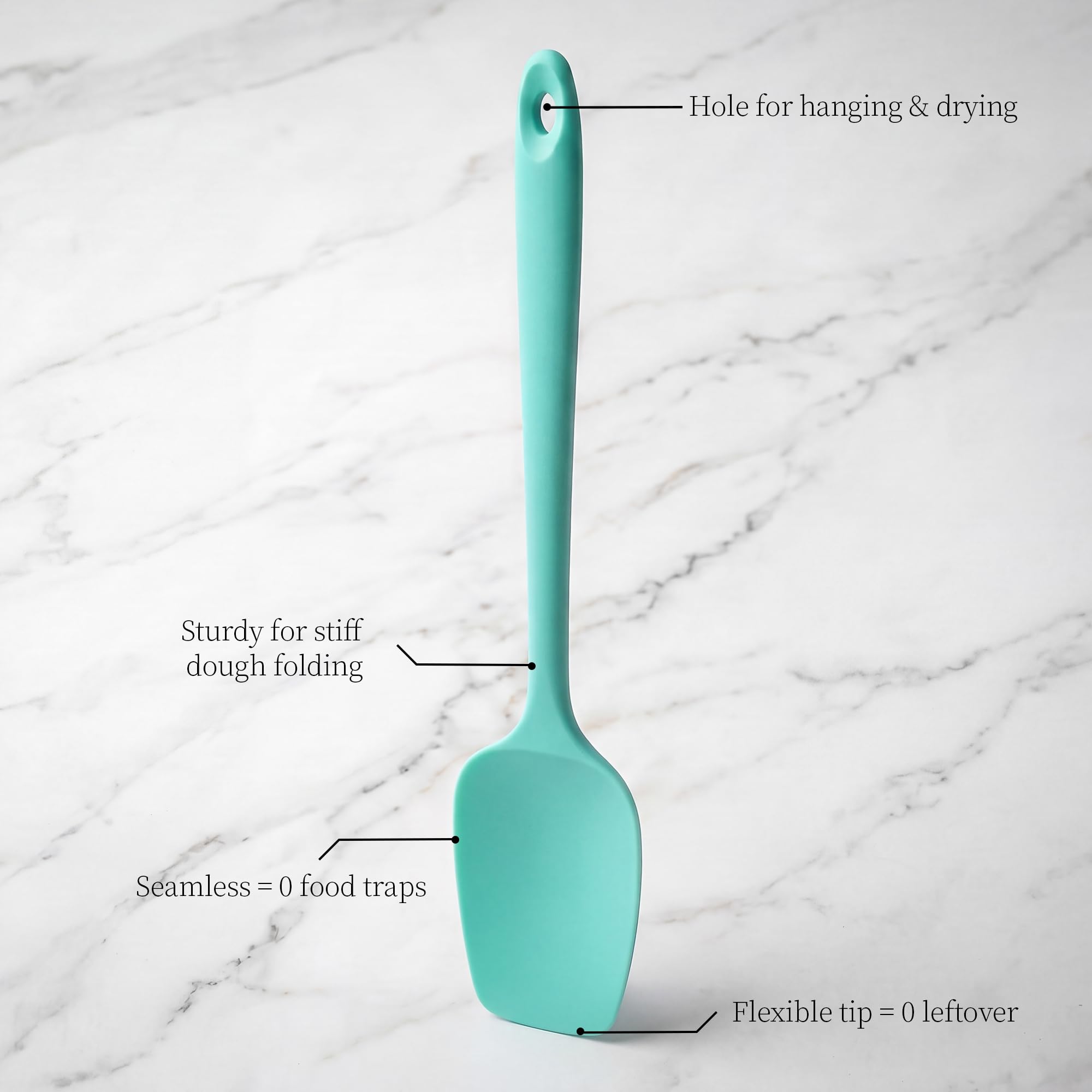Lilybeam 600ºF Heat Resistant Silicone Spoon Spatula for Cooking, Aqua Sky