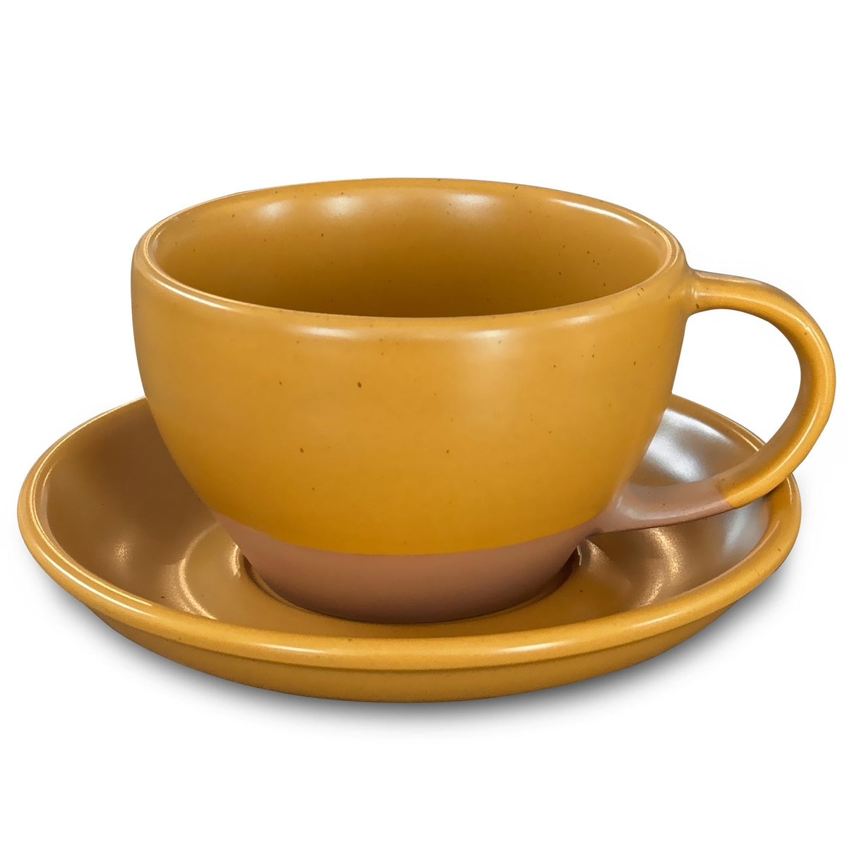 MORA Ceramic Latte Art Mug With Saucer - 10.5 oz, Round Bottom For Perfect Pours - Cafe Cups for Cappuccino, Espresso, Coffee, Tea etc - Porcelain Set for Baristas, Great Gift - Earl Grey