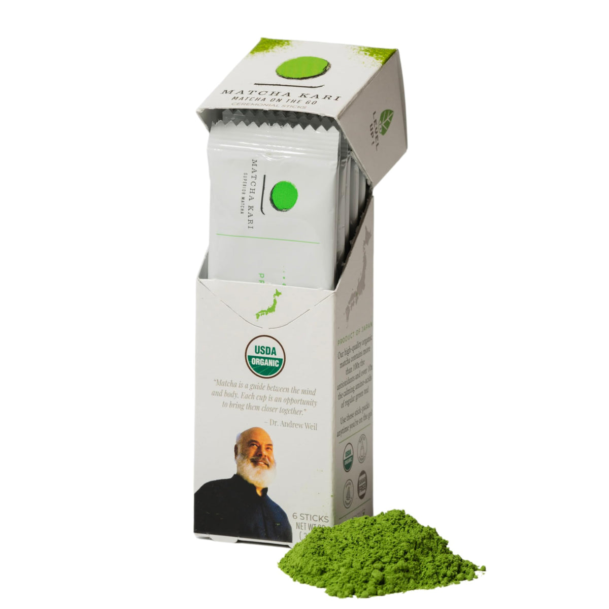 Dr. Weil Matcha Kari Organic Matcha Sticks - Ceremonial Grade - 12 Packets