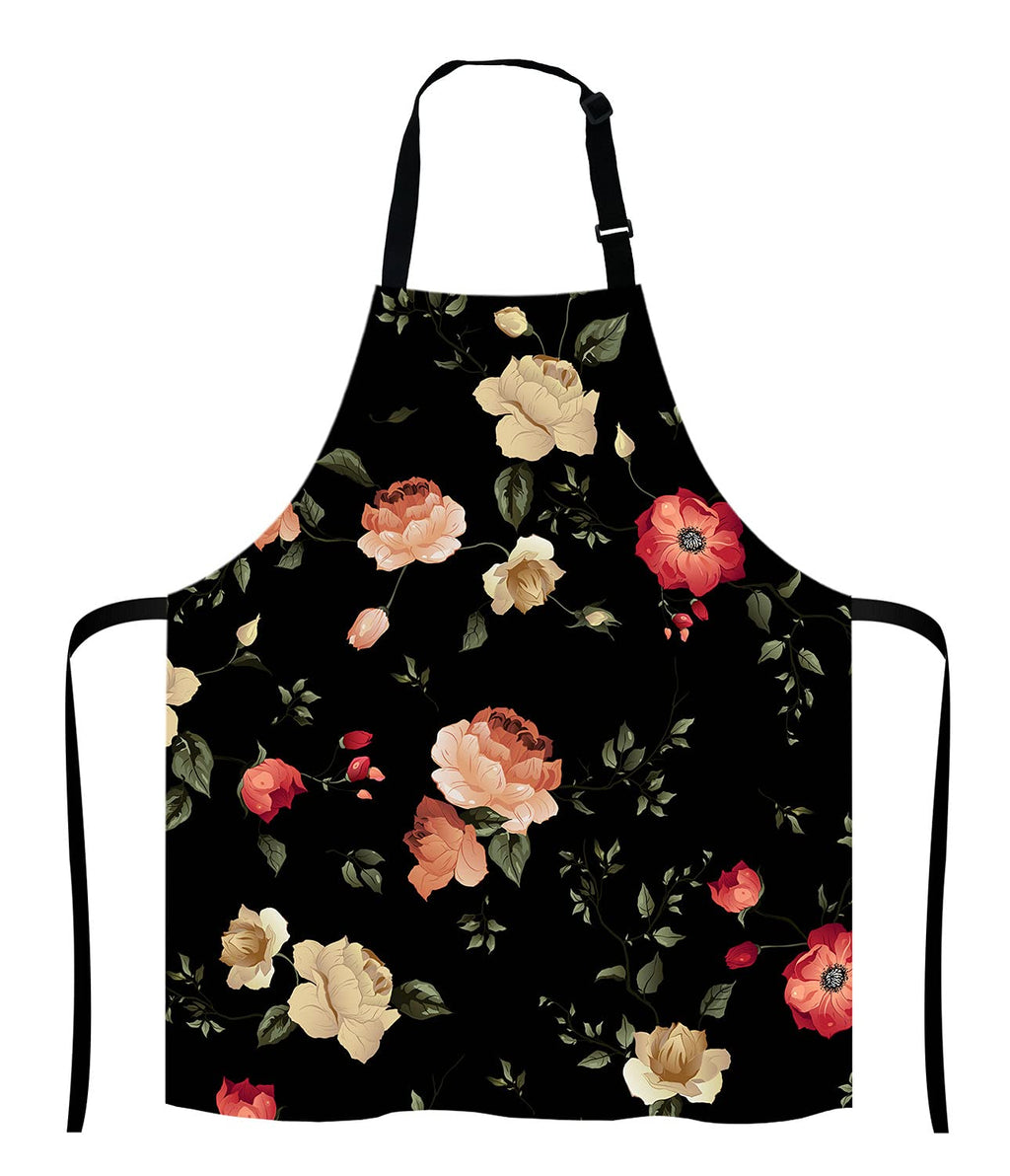 Lefolen Watercolor Floral Pattern with of Roses Adjustable Bib Apron Kitchen Cooking Baking Gardening Apron for Women Men