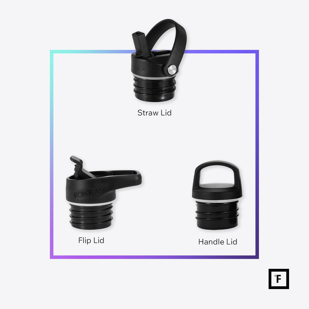 IRON °FLASK 24 oz Narrow Mouth Water Bottle with 3 Lids