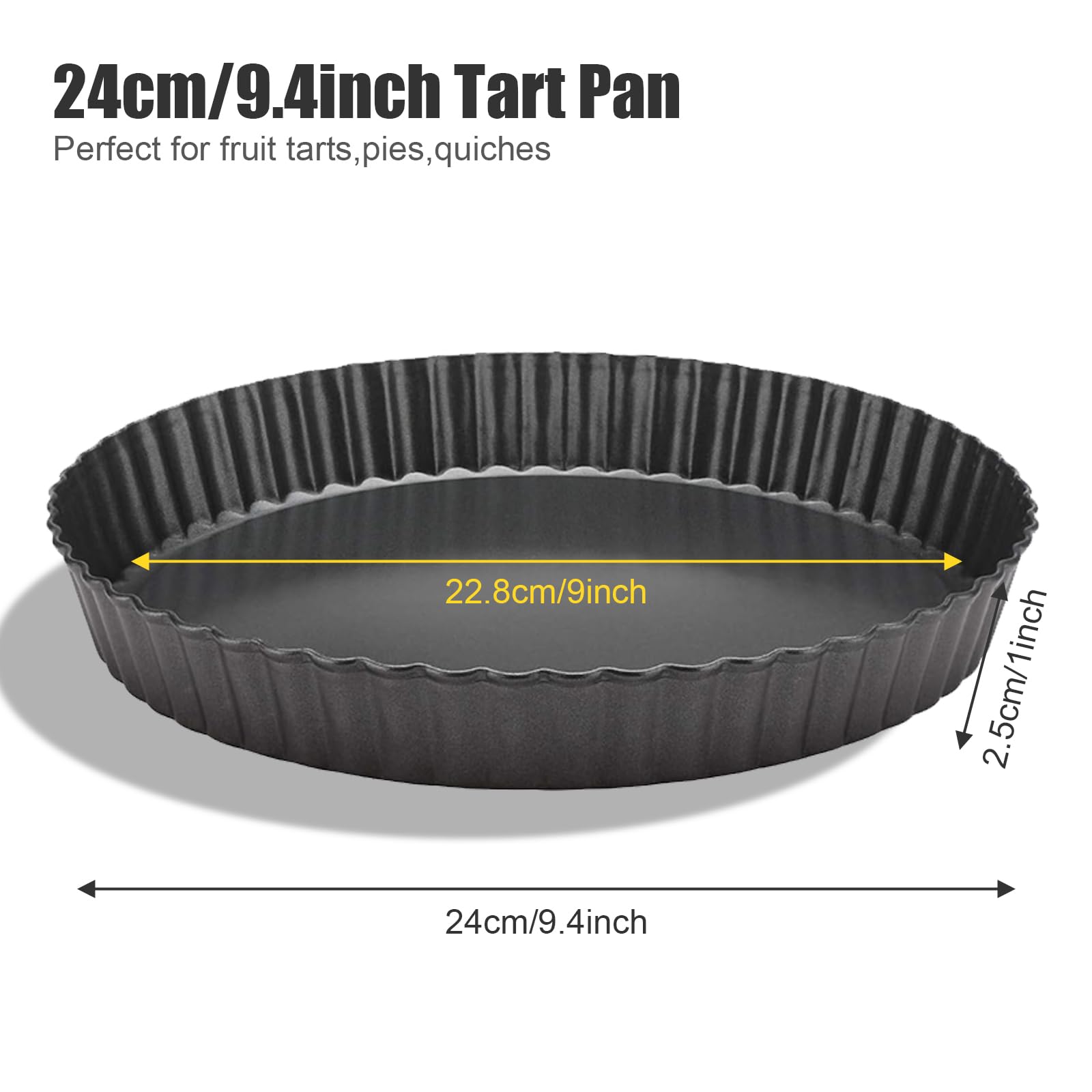 Mooisco Tart Pan Removable Bottom 9 Inch Tart Pans Round Nonstick Quiche Pan Carbon Steel Quiche Baking Dish with Fluted Edges Fruit Tart Molds for Baking Pie Mold Pizza Chiffon Cake Dessert