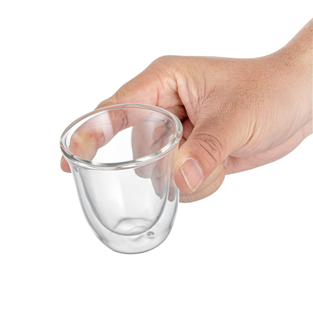 Restaurantware Coffee Cup 2 Pack of 2.72 oz Insulated Double-Wall Glass Borosilicate Coffee Cup Espresso Shot Dishwasher Safe For Hot Drinks
