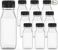 5 Pcs 8 oz Plastic Juice Bottle Reusable Transparent Bulk Beverage Containers with Black Lids for Juice, Drinking Milkshake Tea, Milk, Juicing Smoothie Water and Other Beverages, Fridge Storage
