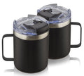 ALOUFEA 12oz Insulated Travel Coffee Mug with Handle, Black, 2 Pack