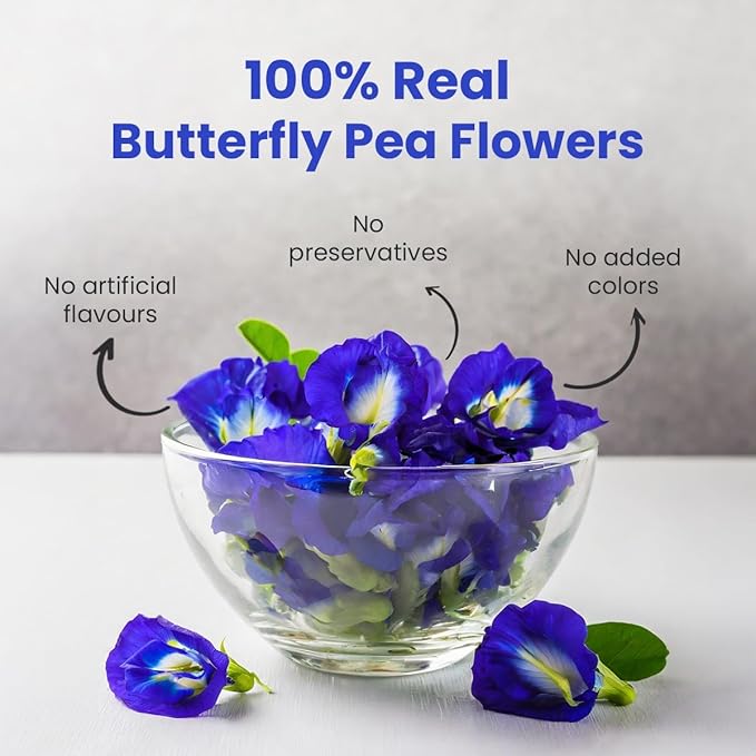 BLUE TEA - Butterfly Pea Flower Tea - 10 Count (Pack of 2) - Pyramid Plant Based Tea Bag | ANTIOXIDANT RICH | Caffeine Free - Detox Tea - Flower Based - Herbal Tea - Non Bitter | Zipper Pack