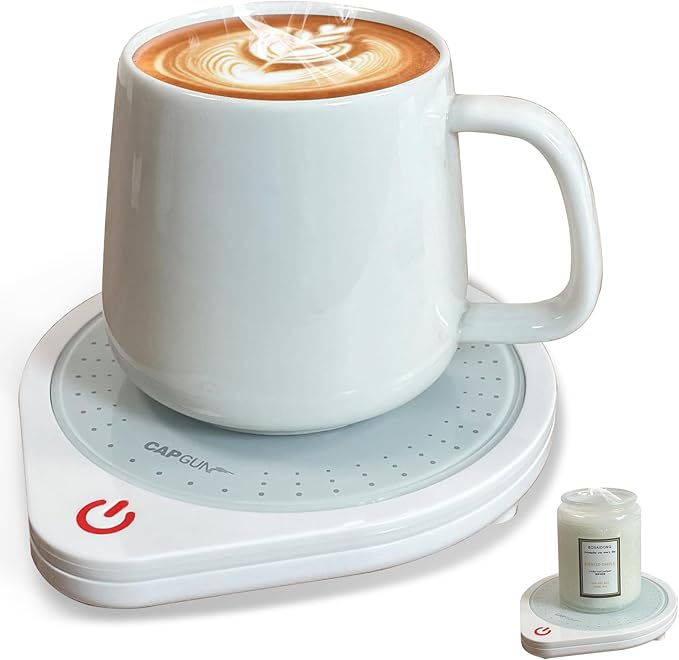 Electric Coffee Mug Warmers for Desk, 75℃ Precision Heating & Auto Shut Off, Spill-Proof Cup Warmer for Coffee/Tea/Milk/Hot Chocolate (White)