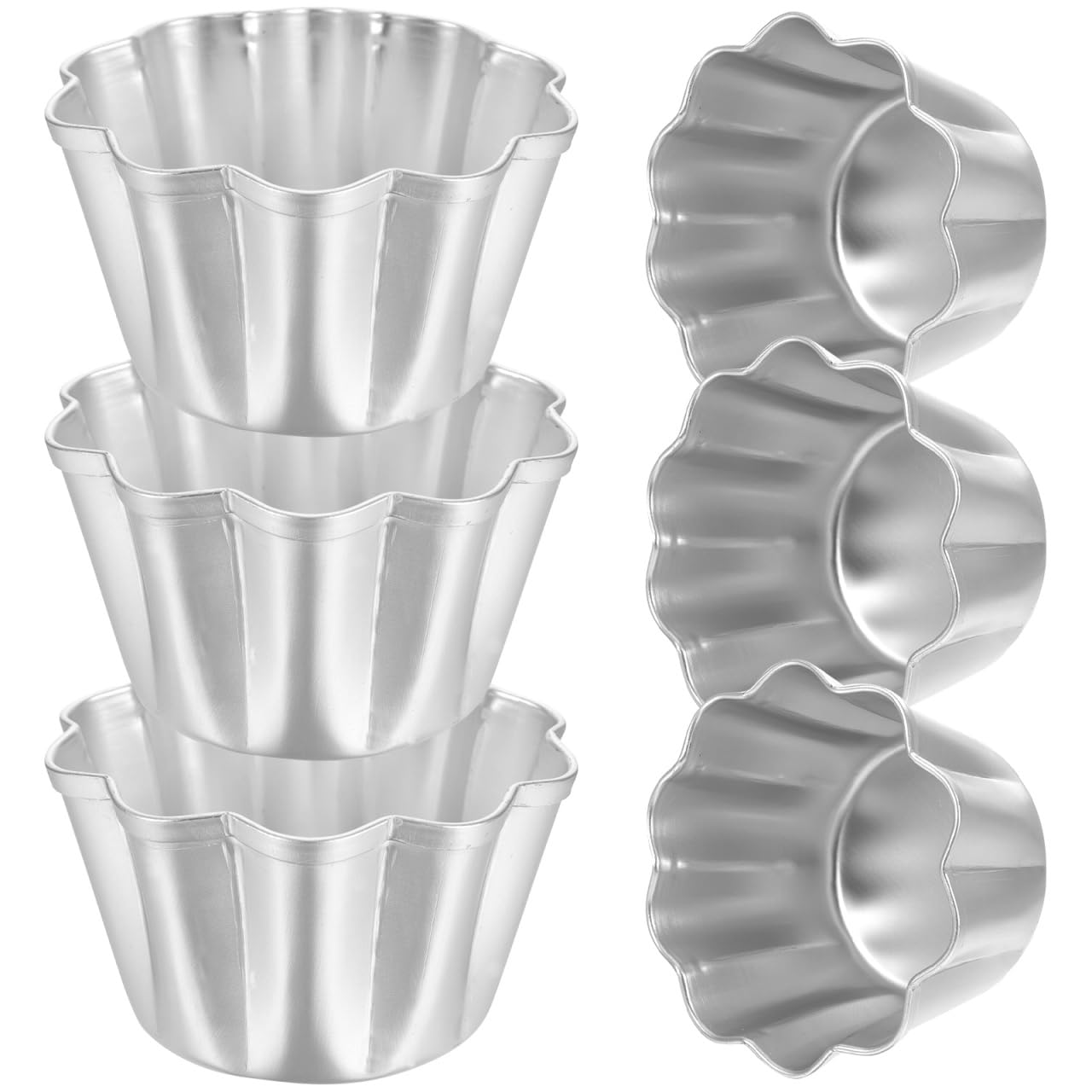 SHERCHPRY 6Pcs Egg Tart Molds Aluminium Pie Tins Mini Tart Tins Tiny Pie Tin Cupcake Cake Mold Pudding Molds for Home Baking
