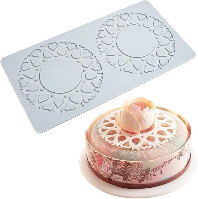 TUKE Hollow Tulip Flower Shape Sugar Craft Silicone Pad French Dessert Lace Mat Fondant Cake Mold Cupcake Decorating Silicone Mould (E_ Tulip Flower)
