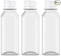 Axe Sickle 8 Pcs 8 Ounce Juice Bottles Plastic Milk Bottles Bulk Beverage Containers with Tamper Evident Caps Lids White for Milk, Juice, Drinks and Other Beverage Containers