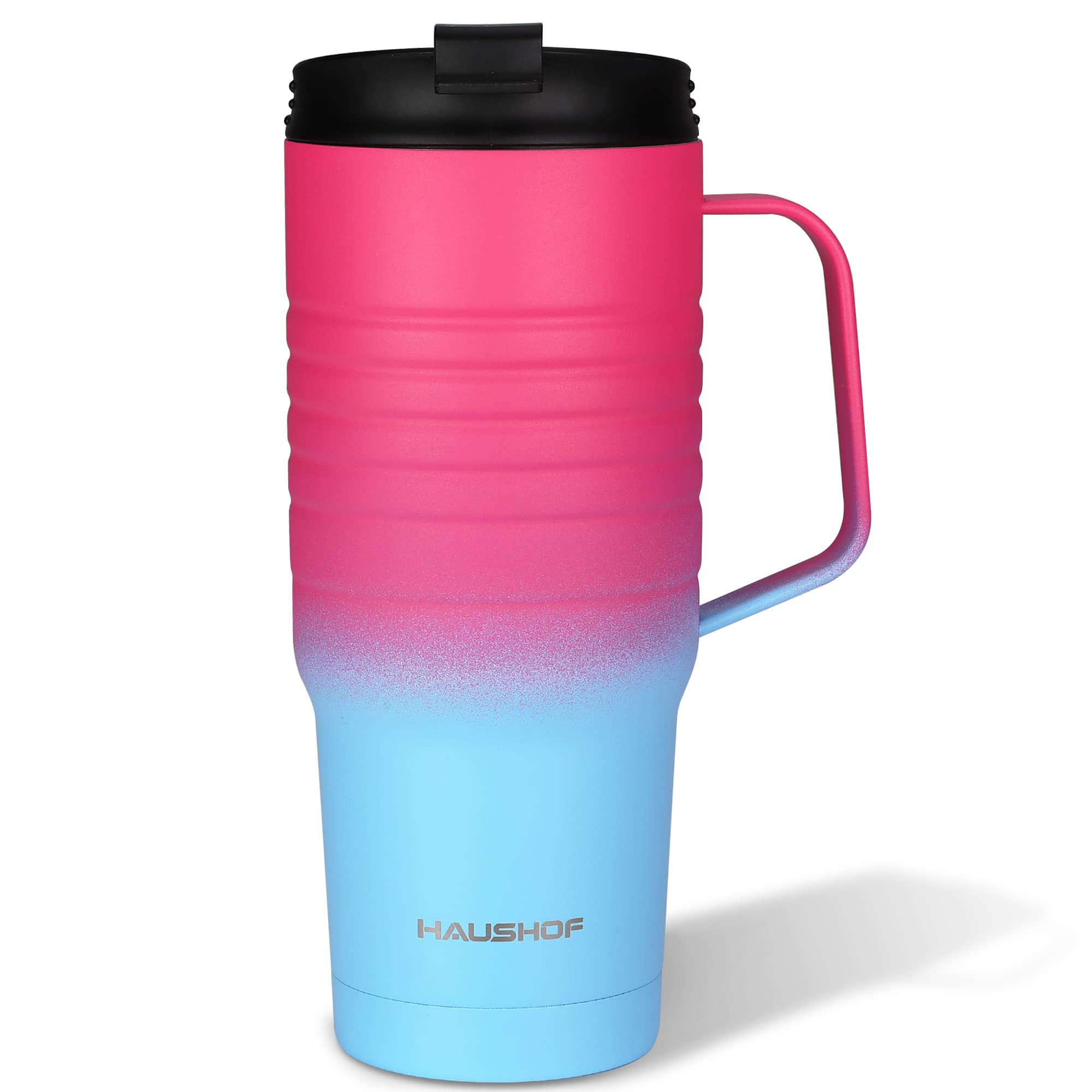 HAUSHOF 24 oz Travel Mug with Handle, Stainless Steel Vacuum Insulated Coffee Travel Mug, Double Wall Travel Mugs with Leakproof Lid, BPA Free