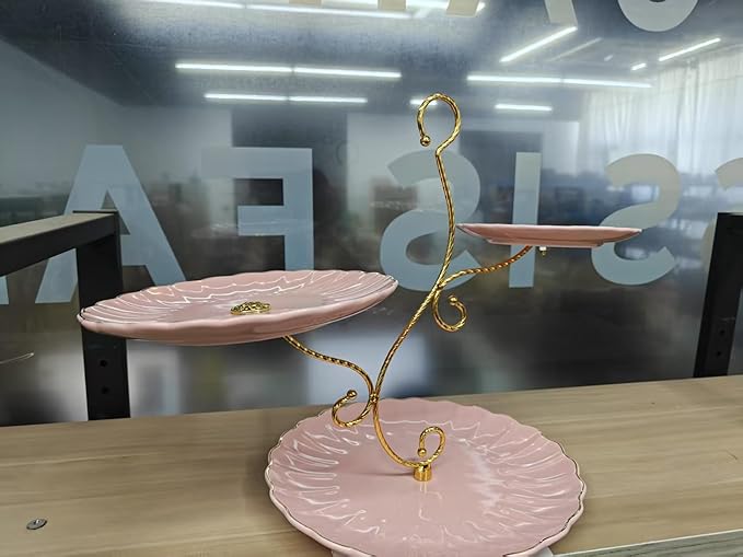 Sweejar 3 Tier Ceramic Cake Stand Wedding, Dessert Cupcake Stand for Tea Party Serving Platter (Bright White)