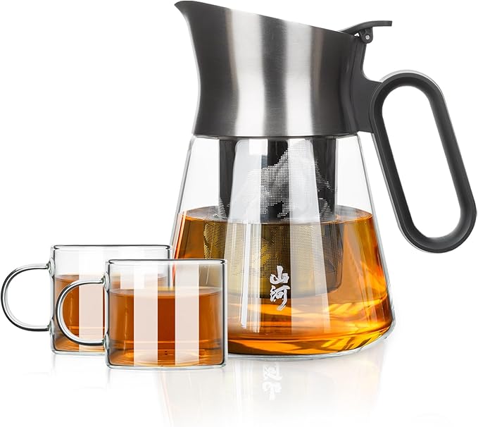 ZENS Glass Teapot with Infuser with 2 Cups for Loose Tea Steeper