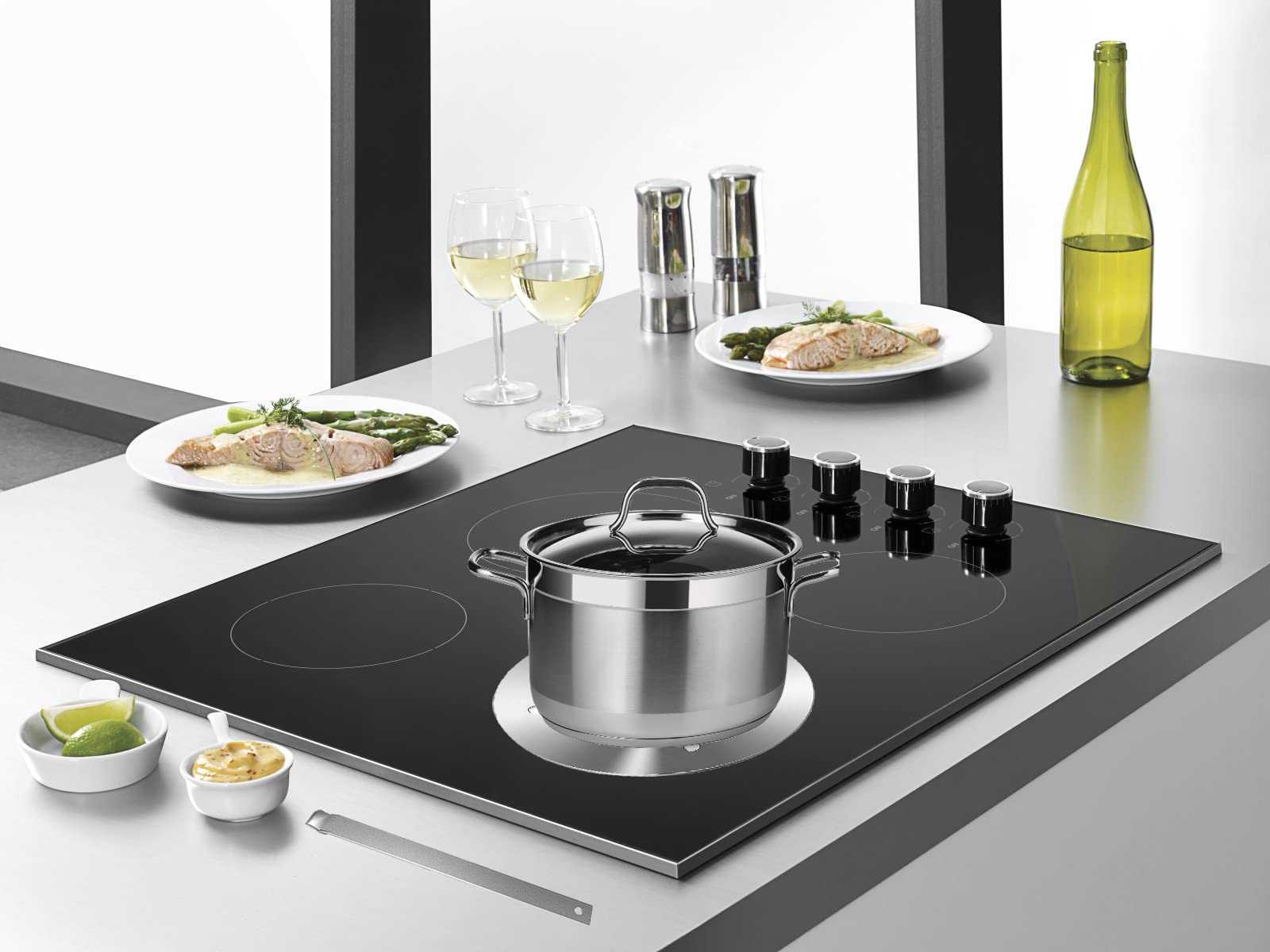 Heat Diffuser Plate, Grouarty Stainless Steel Cooking Induction Adapter Simmer Plate for Electric Gas Glass Cooktop Hob Ring, Induction Cooktop Converter Plate With Handle 9.45inch