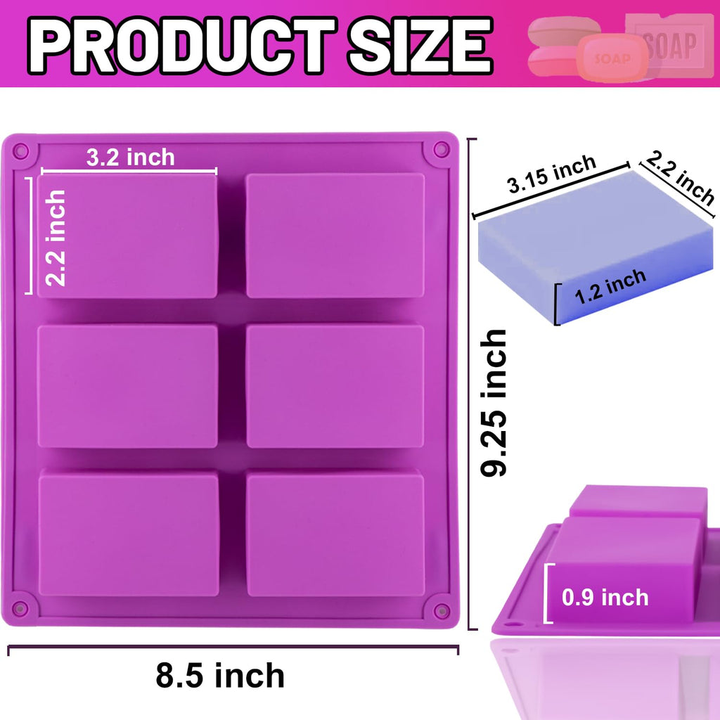 Lerykin Silicone Soap Molds, Oval & Rectangle Soap Bar Mold, 6 Cavities DIY Mould for Homemade Craft Soap, Pudding, Muffin, Chocolate, Brownie, Cornbread, Cheesecake, Cake & Ice Cube - Just Pop Out
