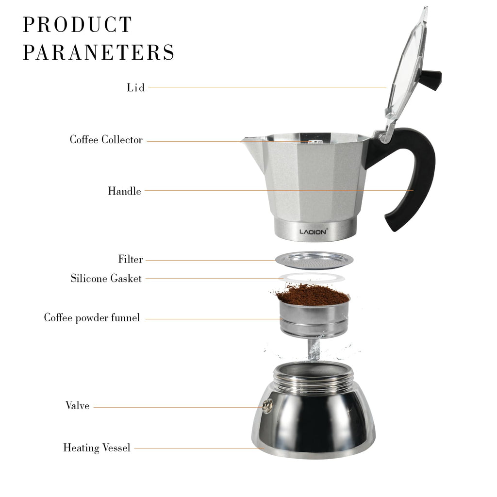 LAOION Stovetop Espresso Maker, 6Cup Moka Pot, Espresso Machine