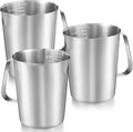 Flutesan 3 Pcs Stainless Steel Measuring Cups Measuring Pitcher with Handle with Markings for Latte Art, Water Pouring 6 Cup (50 oz)