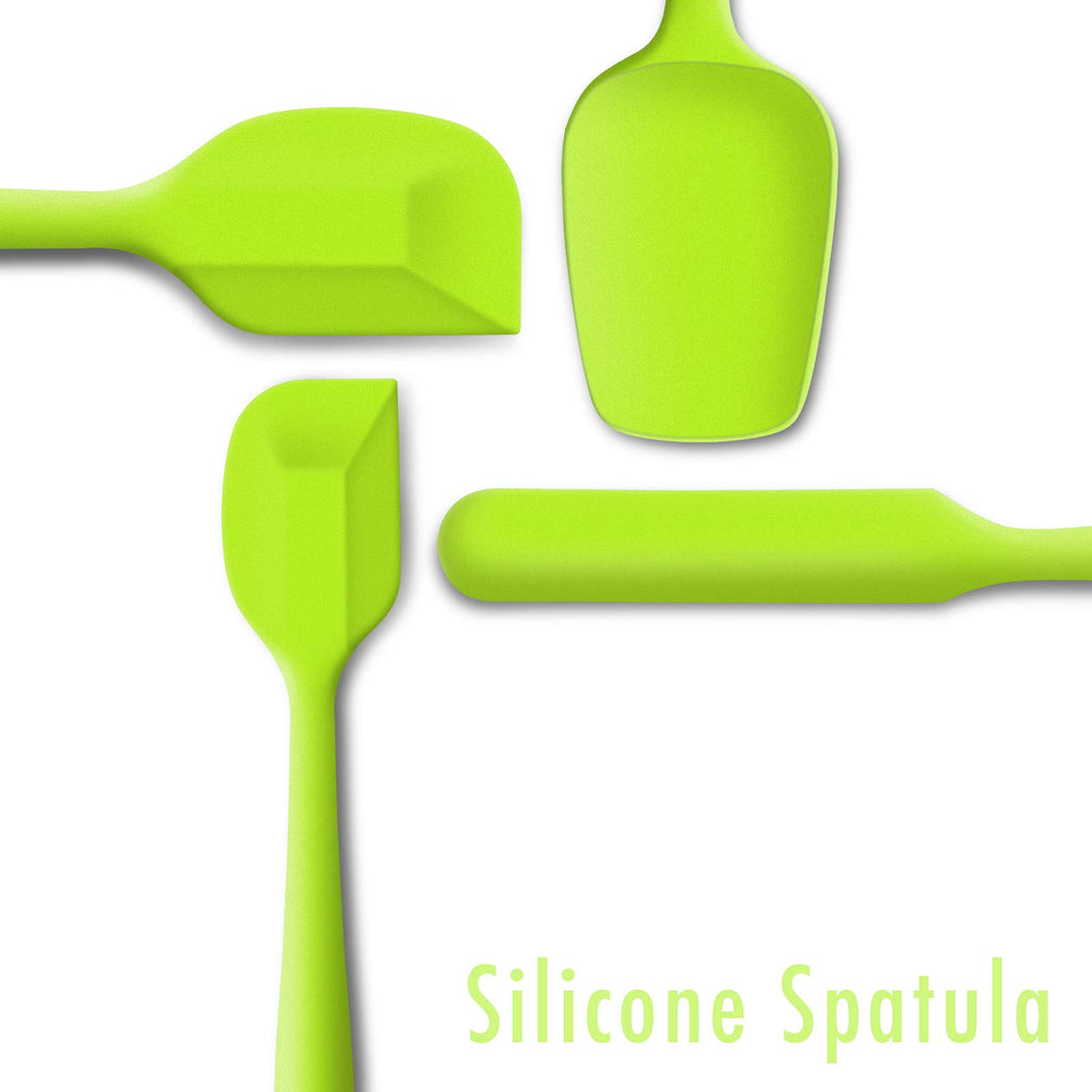 JXWING 4-Piece Silicone Spatula Set with Stainless Steel Core, Green