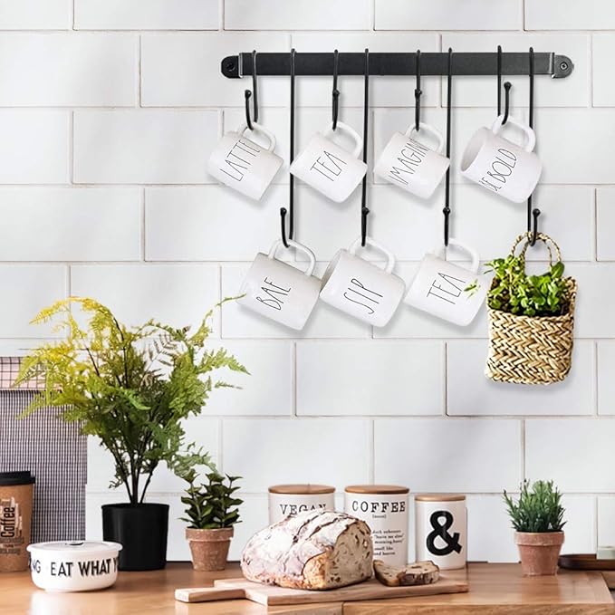 AJART Coffee Bar Decor Mug Holder: 17" Coffee Cup Rack for Home Kitchen Office Dining Room Cafe Bar