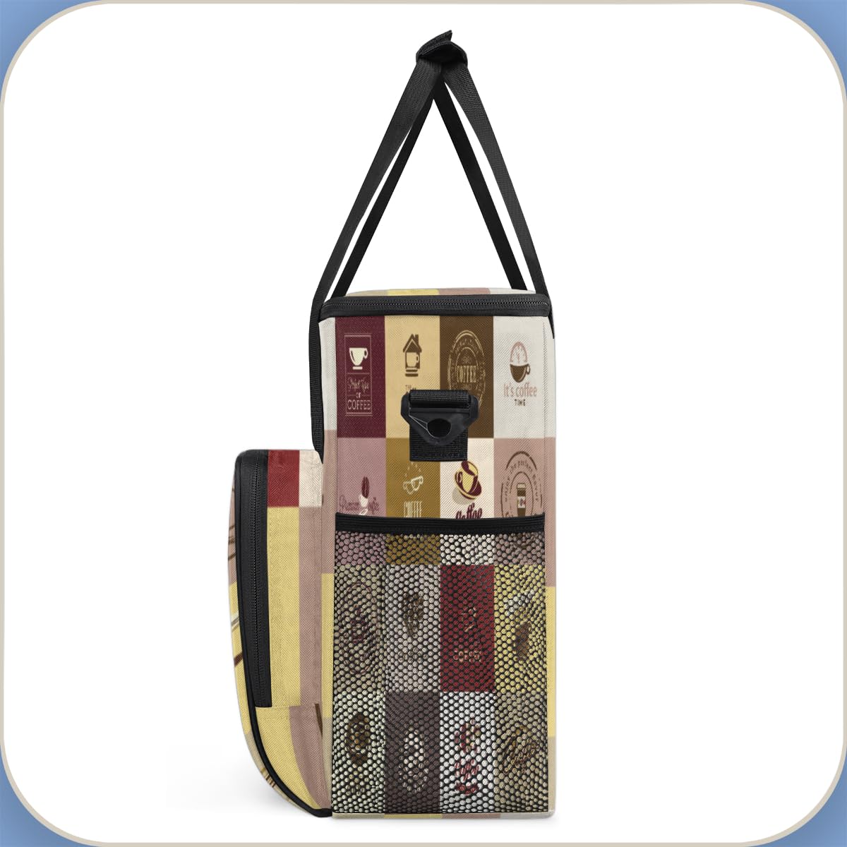 FengQuGou Set of Coffee Icons Maker Carring Bag Travel Carrying Storage Tote Compatible with Keurig K-Mini or Plus Portable Single Serve Brewer Case Pockets for K-cup Pods