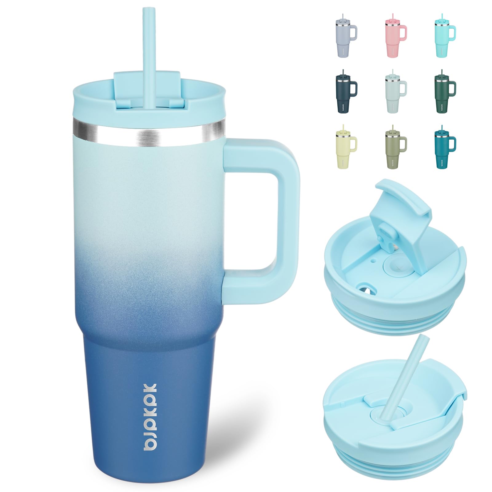 BJPKPK 30 oz Insulated Tumbler with Handle & Straw, Stainless Steel