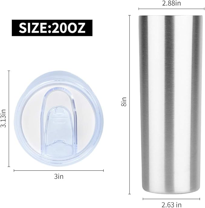 HASLE OUTFITTERS 20 oz Skinny Tumblers Bulk Set, Stainless Steel Insulated Slim Tumblers with Lids, Reusable Double Wall Travel Coffee Mugs, Durable Powder Coated Travel Water Cups (4)
