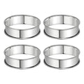 HARFINGTON 4pcs Crumpet Rings 3.15" Nonstick Round Cake Ring Stainless Steel Double Rolled English Pastry Rings for Kitchen Baking Crumpet Dessert, Silver