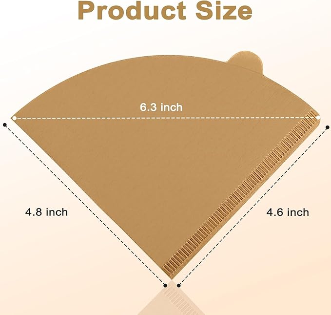 V60 Coffee Filters, Cone Coffee Filters #2, Natural Unbleached Pour Over Coffee Filter Compatible with V60 Dripper and Coffee Maker, 1-4 Cup (Size 02, 100Count)