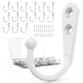 ZAYBOD 15 Pack White Hooks for Hanging - Heavy Duty Zinc Alloy Wall Mounted Hook for Home Organization - Modern Matte White Coat Hook for Entryway, Bathroom, Bedroom & Kitchen