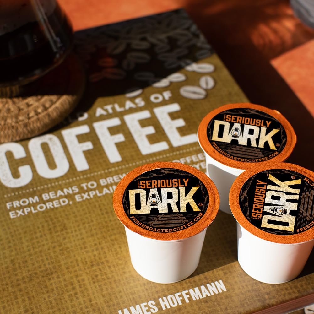 Fresh Roasted Coffee, Seriously Dark, Artisan Blend K-Cup Pods for Keurig Brewers, Dark Roast, Kosher, 24 Count (Pack of 3)