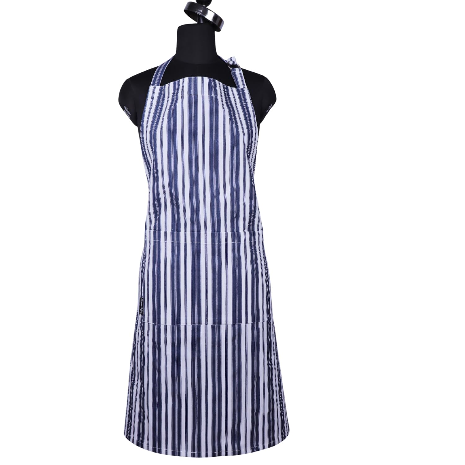 AMOUR INFINI Cotton Aprons for Women with Pockets Adjustable Strap and Waist Ties Reusable Printed Aprons for Baking, Cooking, Gardening (27.5 x 33 Inches - Blue)