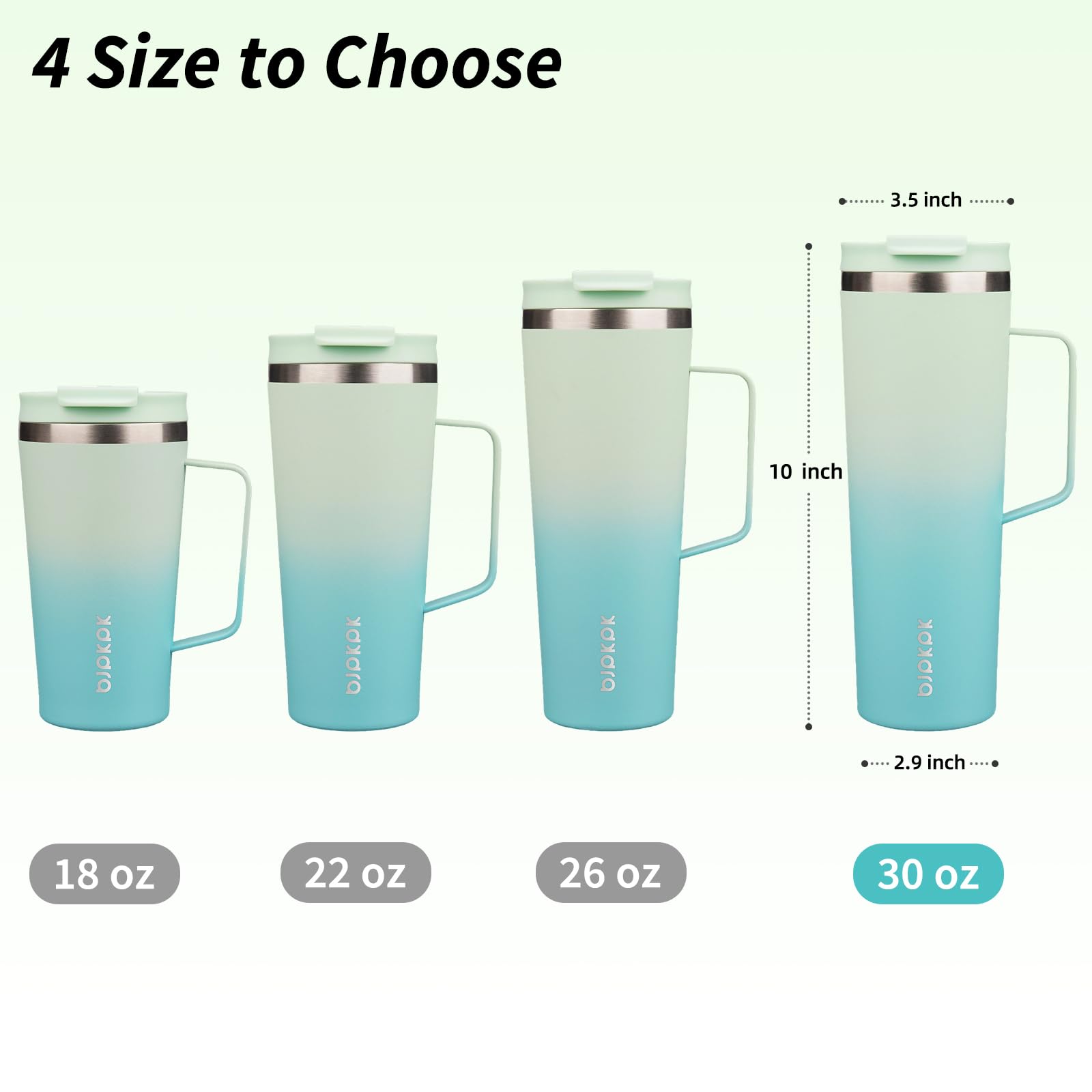 BJPKPK 30oz Insulated Tumbler with Handle, Lid & Straw, Stainless Steel