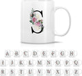Retreez Initial A-Z Floral Botanical Bouquet Alphabet Monogrammed Monogram Mug 11 Oz Ceramic Tea Coffee Mugs - Appreciation Thank You Wedding Birthday Gifts for her friend coworker sister - S Initial