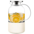 PARACITY Glass Pitcher with Lid, 61 oz Glass Water Pitcher, Off-White Base