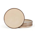 Herogo Ceramic 7.9 Inch Dinner Dessert Plates Set of 6, Small Stoneware Dinnerware Plate Set, Double Reactive Glaze Large Dinnerware Plates for Kitchen, Microwave, Oven & Dishwasher Safe, Cream Khaki