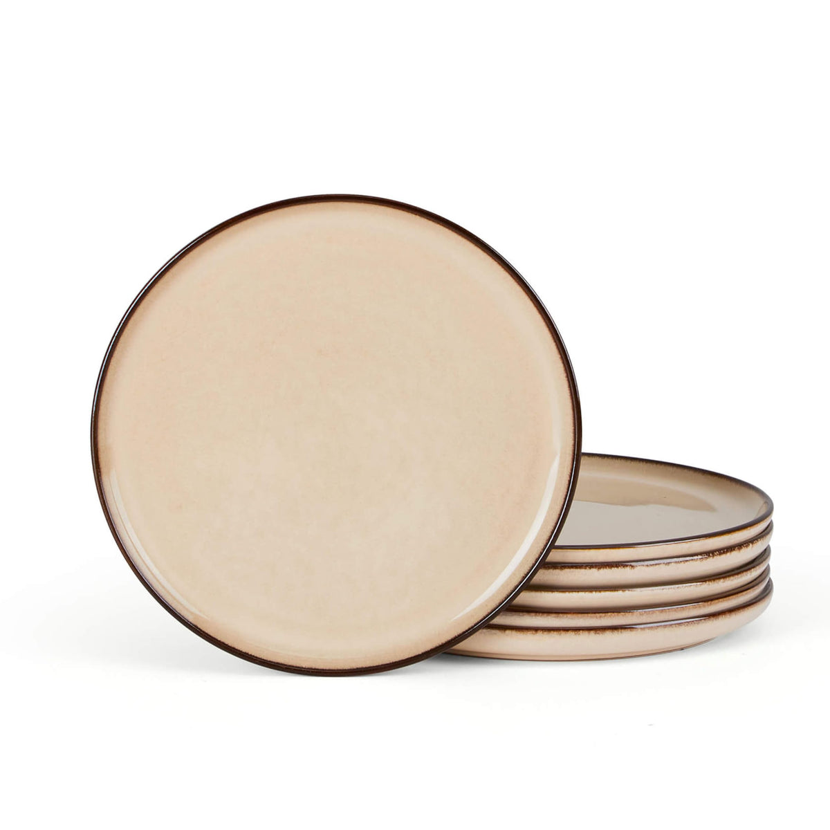 Herogo Ceramic 10.43 Inch Dinner Ceramic Plates Set of 6, Cream Khaki