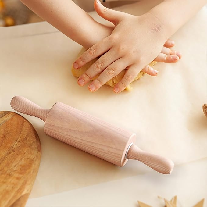 9-Inch Wooden Rolling Pin for Baking, Pastry, Fondant, and Children's Baking