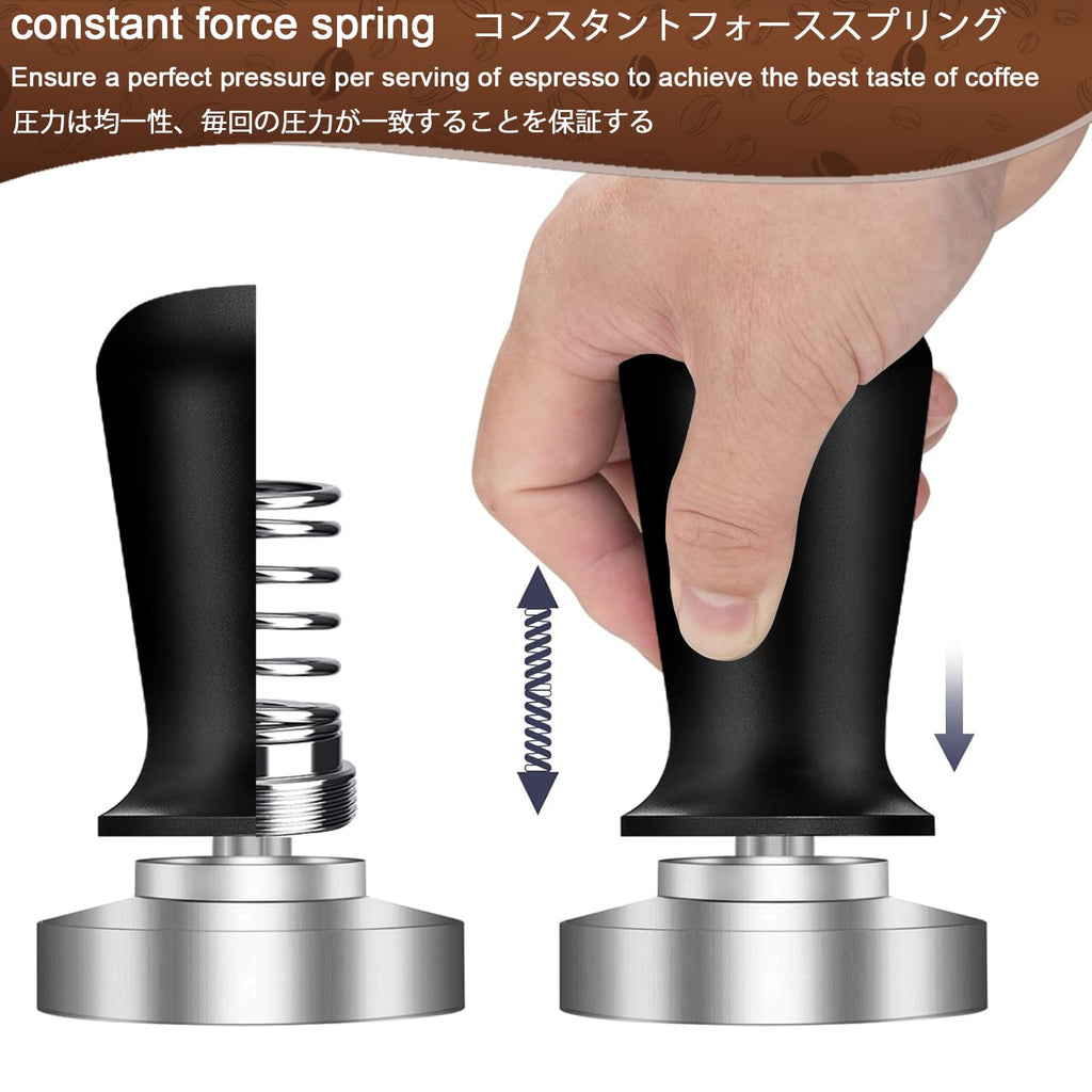 Espresso Tamper,Stainless Steel Ripple Base Coffee Tamper,Espresso Accessories,Calibrated Loaded Espresso Tamper,Ergonomic Handle Espresso Tamper,Fits Most Portafilters,Espresso Tamper (Black, 51mm)