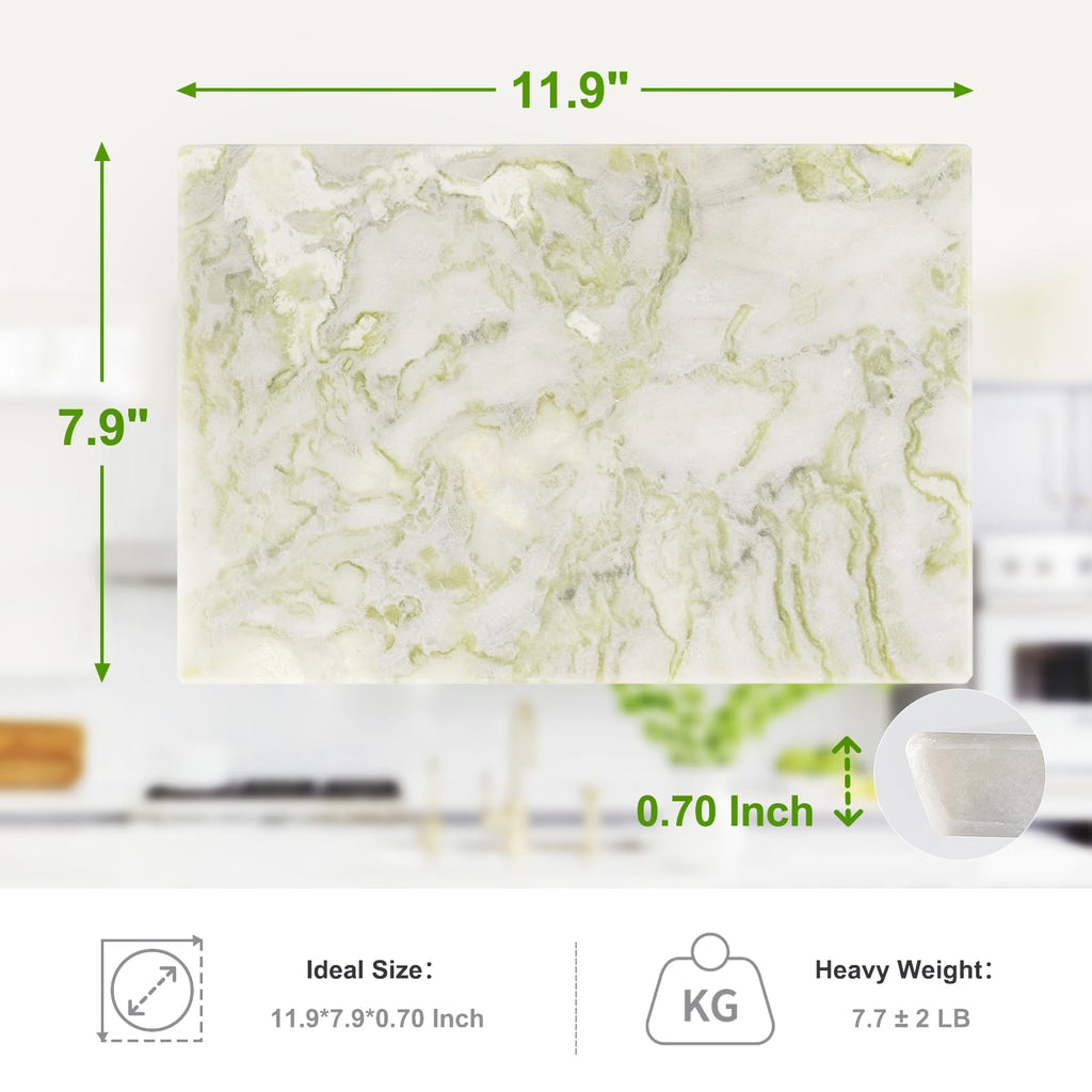 Koville Multi-Purpose Pastry Marble Tray Cutting Board With Non-Slip Feet, 12x8 Inch Rectangular Marble Cutting Boards Cheese Board for Kitchen, Stone Charcuterie Board Chopping Slab for Home Decor
