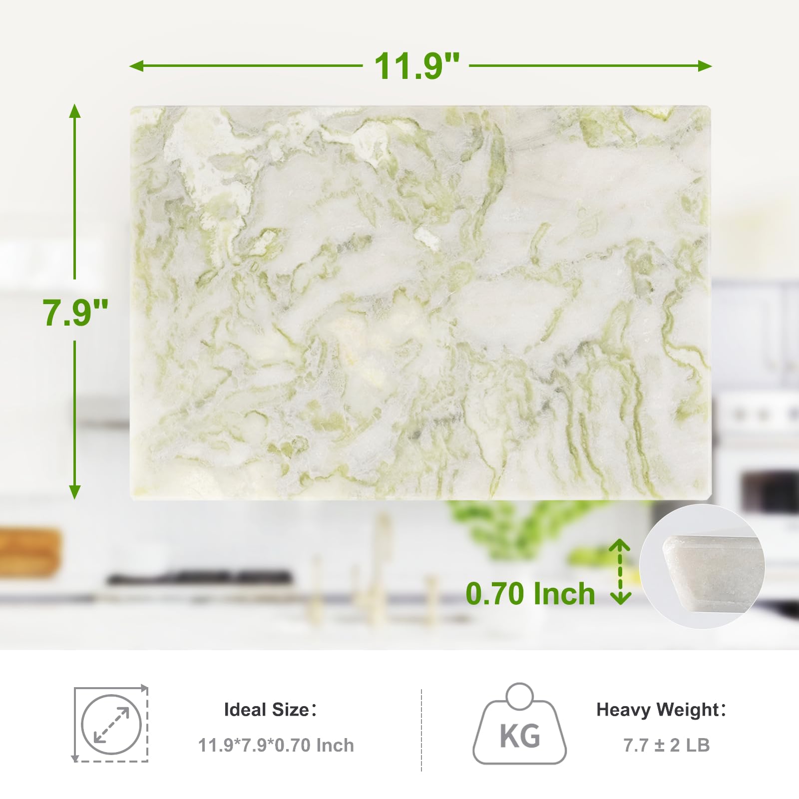 Koville Multi-Purpose Pastry Marble Tray Cutting Board With Non-Slip Feet, 12x8 Inch Rectangular Marble Cutting Boards Cheese Board for Kitchen, Stone Charcuterie Board Chopping Slab for Home Decor