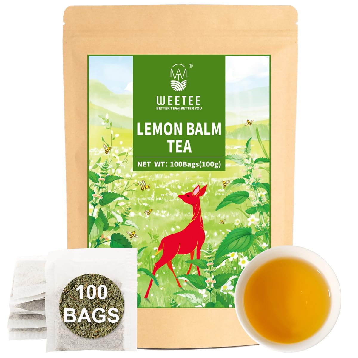 WT WEETEE Chamomile Lavender Tea Bags 100ct, Caffeine-free Tea for Bedtime