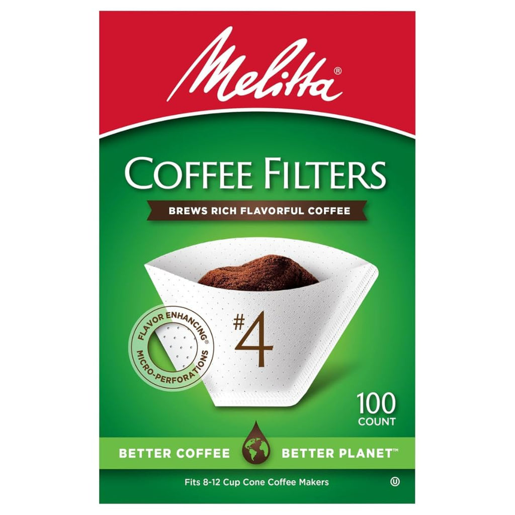 Melitta #4 White Cone Coffee Filters, 6-Pack