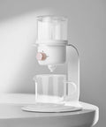 Glass Tea Pot with Infusers for Loose Tea and Drip Coffee Pour Over, Semi Automatic Tea Set with Magnetic Clear Teapot, White